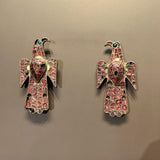 18K Gold Iberian Bird Emerald and Ruby Earrings Kirsten's Corner