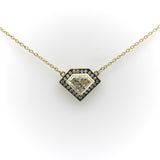18K Gold Shield Shape Diamond Pendant with Diamond Halo Kirsten's Corner