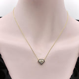 18K Gold Shield Shape Diamond Pendant with Diamond Halo Kirsten's Corner