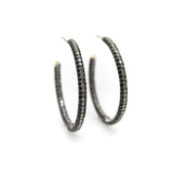 18K White Gold Black and White Diamond Hoop Earrings Kirsten's Corner