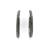 18K White Gold Black and White Diamond Hoop Earrings Kirsten's Corner