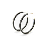 18K White Gold Black and White Diamond Hoop Earrings Kirsten's Corner