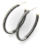 18K White Gold Black and White Diamond Hoop Earrings Kirsten's Corner