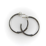 18K White Gold Black and White Diamond Hoop Earrings Kirsten's Corner