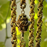 14K Gold Georgian Muff Chain with Flowered Barrel Clasp Necklace Kirsten's Corner