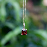 14K Gold Emerald Cut Tanzanian Garnet Pendant Pendant, Charm Kirsten's Corner