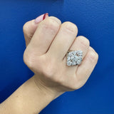 14K White Gold Old European Cut and Old Mine Cut Diamond Flower Ring Kirsten's Corner