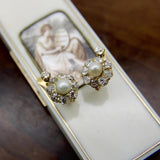 Victorian 14K Gold Diamond and Pearl Flower Dormeuse Earrings Kirsten's Corner