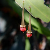 14K Gold Italian Modernist Dangle Earrings with Glass Orb Earrings Kirsten's Corner