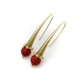 14K Gold Italian Modernist Dangle Earrings with Glass Orb Earrings Kirsten's Corner