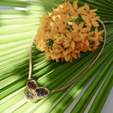 Vintage 14K Gold Organic Carved Amethyst, Citrine, and Tourmaline Necklace Kirsten's Corner