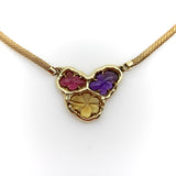 Vintage 14K Gold Organic Carved Amethyst, Citrine, and Tourmaline Necklace Kirsten's Corner