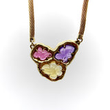 Vintage 14K Gold Organic Carved Amethyst, Citrine, and Tourmaline Necklace Kirsten's Corner