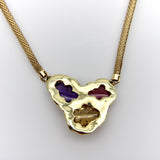 Vintage 14K Gold Organic Carved Amethyst, Citrine, and Tourmaline Necklace Kirsten's Corner