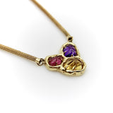 Vintage 14K Gold Organic Carved Amethyst, Citrine, and Tourmaline Necklace Kirsten's Corner
