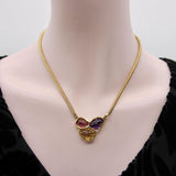 Vintage 14K Gold Organic Carved Amethyst, Citrine, and Tourmaline Necklace Kirsten's Corner