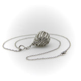 18K White Gold Diamond Drop Rock Crystal Necklace w/ Hand Engraved Cage Setting Kirsten's Corner