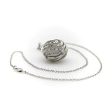 18K White Gold Diamond Drop Rock Crystal Necklace w/ Hand Engraved Cage Setting Kirsten's Corner