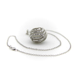 18K White Gold Diamond Drop Rock Crystal Necklace w/ Hand Engraved Cage Setting Kirsten's Corner