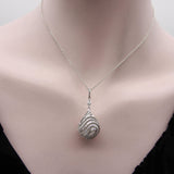 18K White Gold Diamond Drop Rock Crystal Necklace w/ Hand Engraved Cage Setting Kirsten's Corner