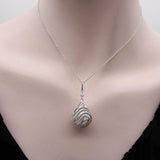 18K White Gold Diamond Drop Rock Crystal Necklace w/ Hand Engraved Cage Setting Kirsten's Corner
