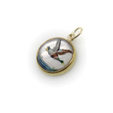 18K Gold Essex Crystal East-Flying Mallard Duck Charm Pendant, Charm Kirsten's Corner