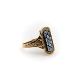 Victorian 14K Gold Carved Floral Banded Agate Ring ring Kirsten's Corner