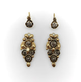 Victorian Spanish 18K Gold and Silver Diamond Earrings Kirsten's Corner