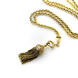 14K Gold Victorian Fancy Link Long Chain with Drop and Enameled Tassel Chain Kirsten's Corner