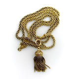 14K Gold Victorian Fancy Link Long Chain with Drop and Enameled Tassel Chain Kirsten's Corner