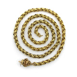 14K Gold Georgian Muff Chain with Flowered Barrel Clasp Necklace Kirsten's Corner