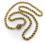 14K Gold Georgian Muff Chain with Flowered Barrel Clasp Necklace Kirsten's Corner