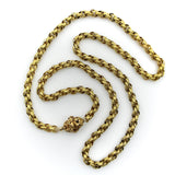 14K Gold Georgian Muff Chain with Flowered Barrel Clasp Necklace Kirsten's Corner