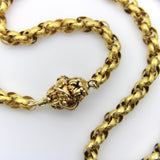 14K Gold Georgian Muff Chain with Flowered Barrel Clasp Necklace Kirsten's Corner