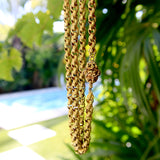 14K Gold Georgian Muff Chain with Flowered Barrel Clasp Necklace Kirsten's Corner