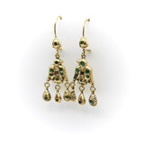 18K Gold Iberian Bird Emerald and Ruby Earrings Kirsten's Corner