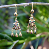 18K Gold Iberian Bird Emerald and Ruby Earrings Kirsten's Corner