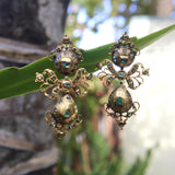 Georgian Iberian 18K Gold Pendeloque Emerald Earrings Kirsten's Corner