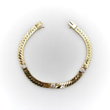 Vintage 14K Gold Herringbone Link Diamond Bracelet Bracelet Kirsten's Corner