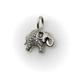 14K White Gold Elephant Charm with Pave Diamonds Charm Kirsten's Corner