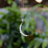 14K Gold Mid-Century Modern Pearl Crescent Moon Pendant jewelry Kirsten's Corner