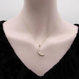 14K Gold Mid-Century Modern Pearl Crescent Moon Pendant jewelry Kirsten's Corner