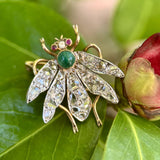 Victorian 14K Gold Rose Cut Diamond Winged “En Tremblant” Insect Brooch Kirsten's Corner