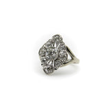 14K White Gold Old European Cut and Old Mine Cut Diamond Flower Ring Kirsten's Corner