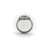 14K White Gold Old European Cut and Old Mine Cut Diamond Flower Ring Kirsten's Corner