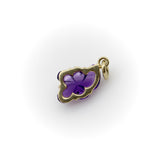 14K Gold Signature Hand-Carved Amethyst Flower Charm jewelry Kirsten's Corner