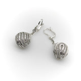 18K White Gold Diamond Drop Rock Crystal Earrings w/ Hand Engraved Cage Setting jewelry Kirsten's Corner