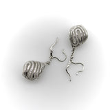 18K White Gold Diamond Drop Rock Crystal Earrings w/ Hand Engraved Cage Setting jewelry Kirsten's Corner