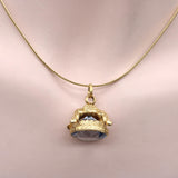 Vintage 14K Gold Italian Fob with Blue Paste Stone Kirsten's Corner