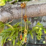 14K Gold and Amber Glass Oval Link station Necklace Chain Necklace Kirsten's Corner Jewelry